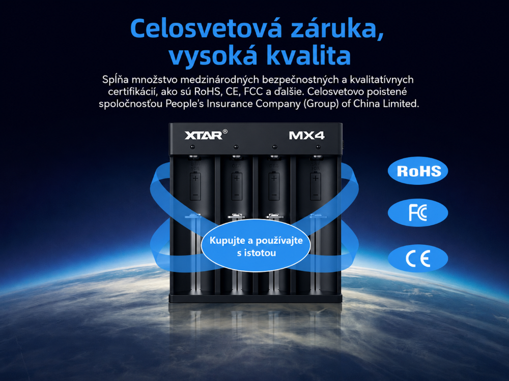 XTAR MX4 certifikácia kvality